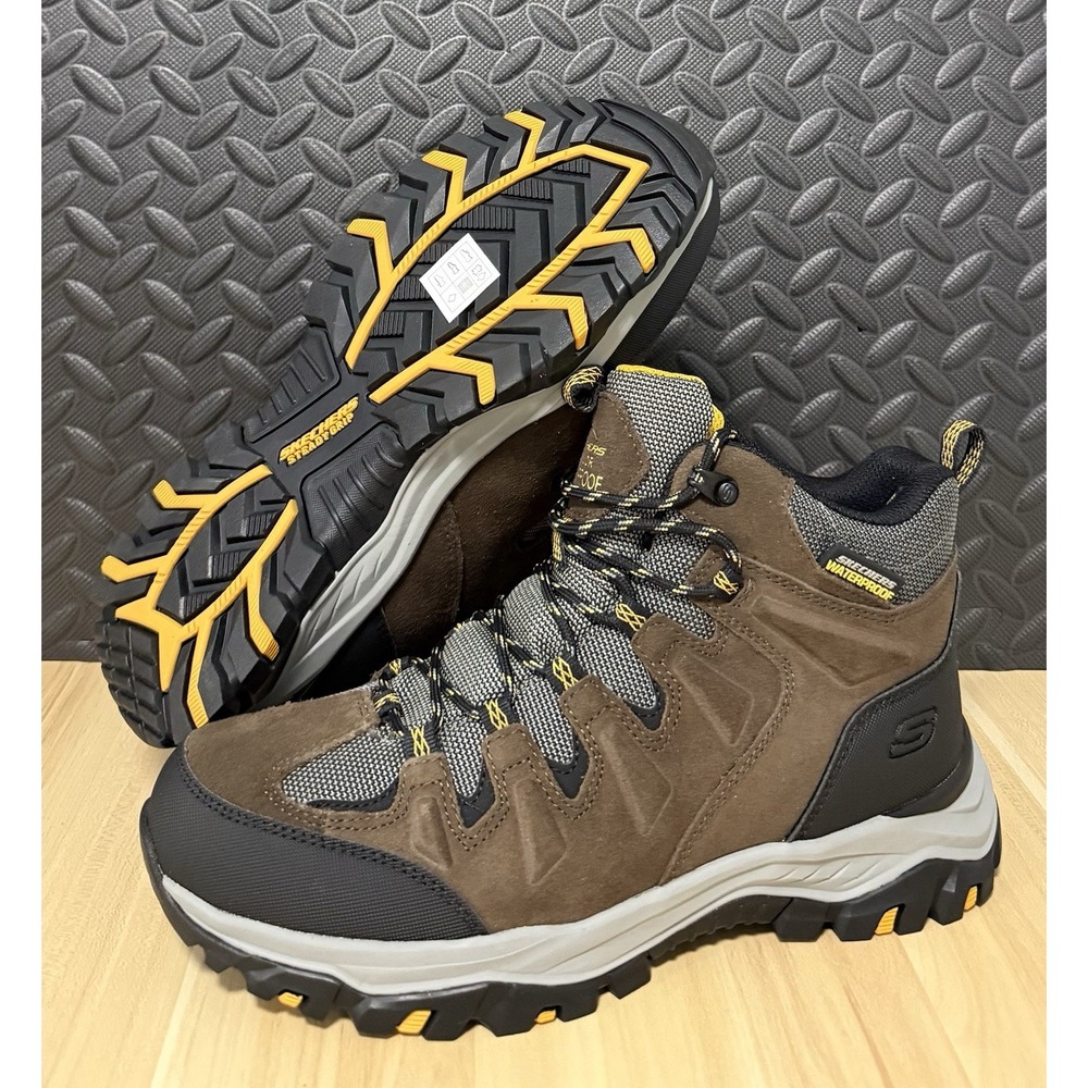 Skechers Rickter Branson Boots Khaki Black Hiking 204910/KHK Mens Size 8 NEW